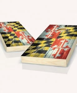 Skip's Garage Maryland State Flag Distressed Cornhole Board Set, Includes 2 Boards, 8 Bags + Optional Accessories -Lawn Games Sales unnamed file 1175