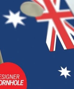 Skip's Garage Australian Flag Cornhole Board Set, Includes 2 Boards, 8 Bags + Optional Accessories