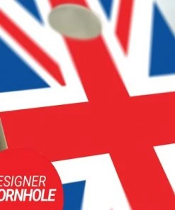 Skip's Garage British Flag Cornhole Board Set, Includes 2 Boards, 8 Bags + Optional Accessories