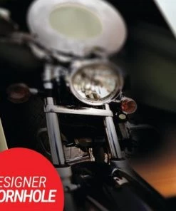 Skip's Garage Motorcycle Rider Cornhole Board Set, Includes 2 Boards, 8 Bags + Optional Accessories