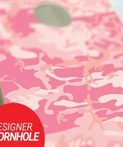 Skip's Garage Pink Camo Cornhole Board Set, Includes 2 Boards, 8 Bags + Optional Accessories
