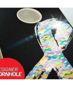 Skip's Garage Cancer Support Cornhole Board Set, Includes 2 Boards, 8 Bags + Optional Accessories