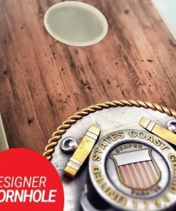 Skip's Garage Coast Guard Medal Cornhole Board Set, Includes 2 Boards, 8 Bags + Optional Accessories