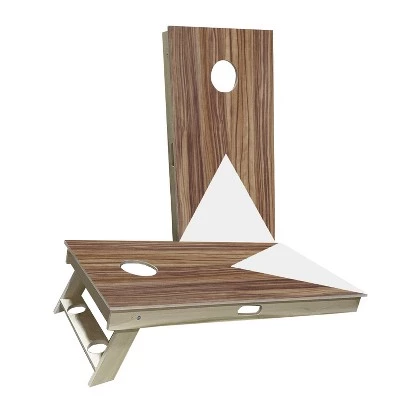 Skip's Garage Light Wood Grain White Triangle Cornhole Boards 8 Skip's Garage Light Wood Grain White Triangle Cornhole Boards - Image 6