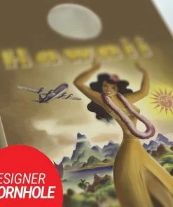 Skip's Garage Hawaii Poster Cornhole Board Set, Includes 2 Boards, 8 Bags + Optional Accessories