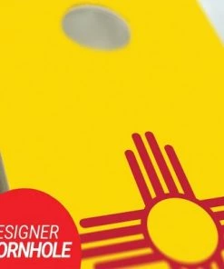 Skip's Garage New Mexico Flag Cornhole Board Set, Includes 2 Boards, 8 Bags + Optional Accessories