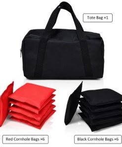 Costway Weather Resistant Cornhole Bags Black Red Set of 12 Beanbag Toss -Lawn Games Sales unnamed file 212