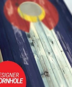 Skip's Garage Colorado State Flag Distressed Cornhole Board Set, Includes 2 Boards, 8 Bags + Optional Accessories