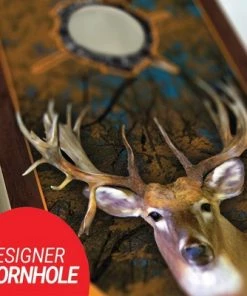 Skip's Garage Framed Deer Cornhole Board Set, Includes 2 Boards, 8 Bags + Optional Accessories