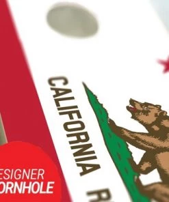 Skip's Garage California State Flag Cornhole Board Set, Includes 2 Boards, 8 Bags + Optional Accessories