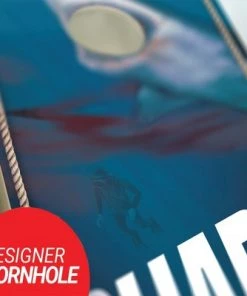 Skip's Garage Shark Cornhole Board Set, Includes 2 Boards, 8 Bags + Optional Accessories