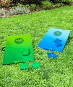 HearthSong Wooden Cornhole Set with Eight Bean Bags and Carrying Handle