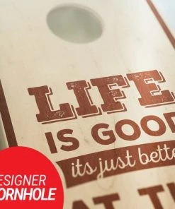 Skip's Garage Life Is Better At The Lake Rosewood Cornhole Board Set, Includes 2 Boards, 8 Bags + Optional Accessories