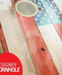 Skip's Garage American Flag Distressed Cornhole Board Set, Includes 2 Boards, 8 Bags + Optional Accessories