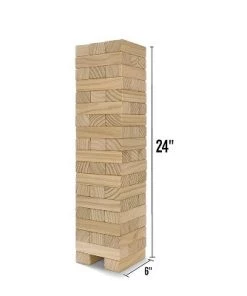 Yard Games On the Go Large Tumbling Timbers Wood Tower Stacking Outdoor Party Game w/ 56 Premium Pine Blocks & Nylon Carrying Case, Starting at 2 Feet