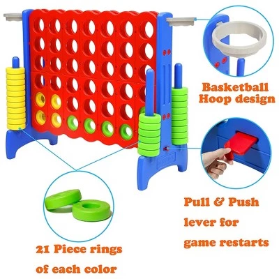 SDADI Giant 33 Inch 4-In-A-Row Hoop Connect Strategy Game and Basketball Indoor/Outdoor Family Fun Board for Toddlers, Kids, Adults, Blue and Red 3 SDADI Giant 33 Inch 4-In-A-Row Hoop Connect Strategy Game and Basketball Indoor/Outdoor Family Fun Board for Toddlers, Kids, Adults, Blue and Red