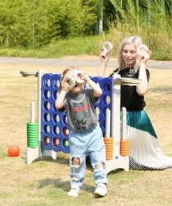 SDADI Giant 33 Inch 4-In-A-Row Hoop Connect Strategy Game and Basketball Indoor/Outdoor Family Fun Board for Toddlers, Kids, Adults, Gray and Blue -Lawn Games Sales unnamed file 2832