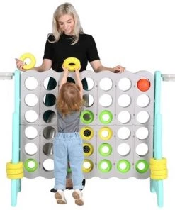 SDADI Giant 64 Inch 4-In-A-Row Hoop Connect Strategy Game and Basketball Indoor/Outdoor Family Fun Board for Toddlers, Kids, Adults, Gray and Green -Lawn Games Sales unnamed file 2844
