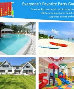 SDADI Giant 64 Inch 4-In-A-Row Hoop Connect Strategy Game and Basketball Indoor/Outdoor Family Fun Board for Toddlers, Kids, Adults, Gray and Red -Lawn Games Sales unnamed file 2847