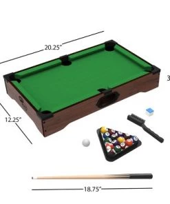 Toy Time Mini Billiards Tabletop Pool Game Set - Cues, Balls, and Rack