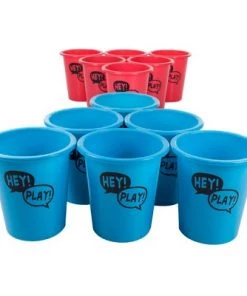 Toy Time Large Beer Pong Outdoor Game Set – Blue and Red