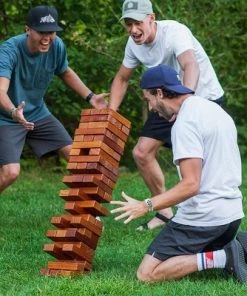 Yard Games YardGames On the Go Large Jr Tumbling Timbers Wood Tower Stacking Indoor Outdoor Party Game with 54 Stained Pine Blocks and Nylon Carrying Case -Lawn Games Sales unnamed file 2981