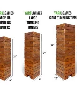 Yard Games YardGames On the Go Large Jr Tumbling Timbers Wood Tower Stacking Indoor Outdoor Party Game with 54 Stained Pine Blocks and Nylon Carrying Case -Lawn Games Sales unnamed file 2982