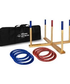 Yard Games YardGames Giant Wooden Ring Toss Lawn Game w/ Soft Touch Throwing Rings Bundle w/ Giant Outdoor Yard Pong Party Set w/ 12 Buckets & 2 Balls