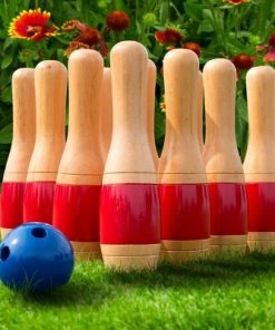 Toy Time Wooden Lawn Bowling Set - Red