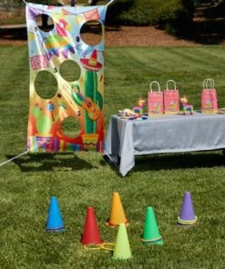 Blue Panda 33 Pieces Toss Game for Kids Fiesta Birthday Party with Cones and Bean Bags