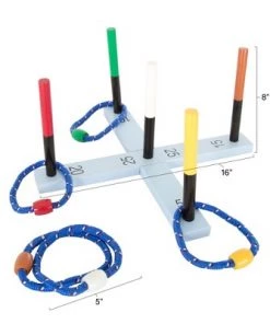 Toy Time Rope Ring Toss Game - 16" Base / 5 x 5" Rings - White, Blue