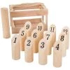 Toy Time Wooden Throwing Game for Adults and Kids - Complete Set With 12 Numbered Skittles, Throwing Dowel, and Carrying Crate -Lawn Games Sales unnamed file 3217