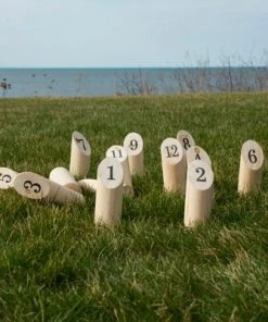 Toy Time Wooden Throwing Game for Adults and Kids - Complete Set With 12 Numbered Skittles, Throwing Dowel, and Carrying Crate -Lawn Games Sales unnamed file 3220