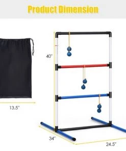 Costway Ladder Ball Toss Game Set Indoor Outdoor W/6 Bolas Score Tracker Carrying Bag