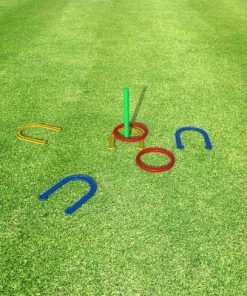 Toy Time Kids 2-in-1 Horseshoe and Ring Toss Game Set for Picnic, Beach and Backyard Play – Multicolor