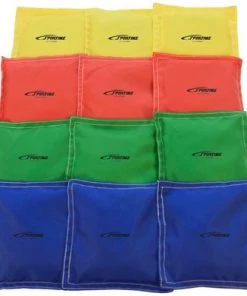Sportime Nylon-Covered Bean Bags, 5 x 5 Inches, Assorted Colors, pk of 12