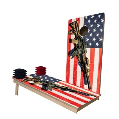 Skip's Garage American Flag with Rifle Cornhole Boards 5 Skip's Garage American Flag with Rifle Cornhole Boards - Image 3