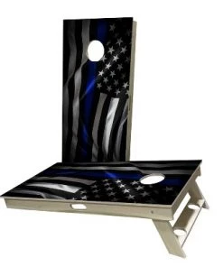 Skip's Garage Rustic USA Thin Blue Line Cornhole Boards -Lawn Games Sales unnamed file 3464