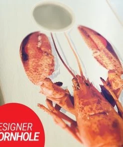 Skip's Garage Lobster Cornhole Board Set, Includes 2 Boards, 8 Bags + Optional Accessories