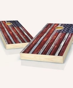 Skip's Garage Country Rustic American Flag Cornhole Board Set, Includes 2 Boards, 8 Bags + Optional Accessories -Lawn Games Sales unnamed file 3549