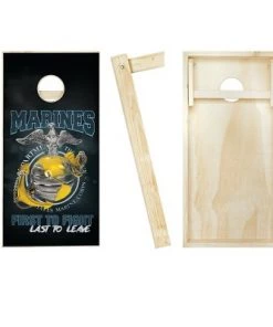 Skip's Garage USMC First to Fight Cornhole Board Set, Includes 2 Boards, 8 Bags + Optional Accessories