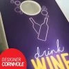 Skip's Garage Drink Wine And Unwind Cornhole Board Set, Includes 2 Boards, 8 Bags + Optional Accessories