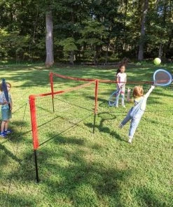 HearthSong Jumbo 3-in-1 Three-Way Game Set Featuring Badminton, Tennis and Volleyball for Kids