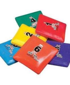Sportime Indestructible Bean Bag Squares, Trilingual, Assorted Colors, set of 6