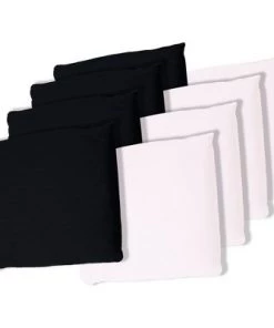 Toy Time Replacement Regulation-Sized Canvas Cornhole Bag Set - Black/White, Set of 8