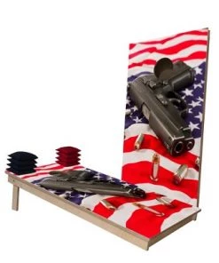 Skip's Garage American Flag With Pistol Cornhole Boards -Lawn Games Sales unnamed file 573