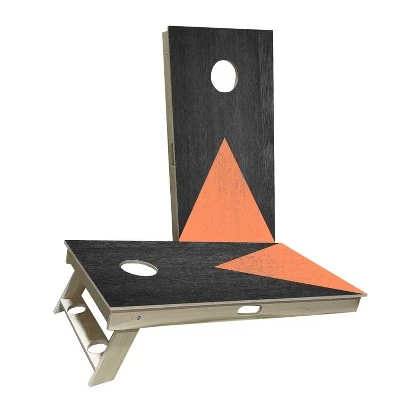 Skip's Garage Wood Grain with Orange Cornhole Boards 8 Skip's Garage Wood Grain with Orange Cornhole Boards - Image 6