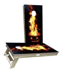 Skip's Garage Halloween Flaming Pumpkin Cornhole Boards -Lawn Games Sales unnamed file 780