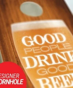 Skip's Garage Good Beer Cornhole Board Set, Includes 2 Boards, 8 Bags + Optional Accessories